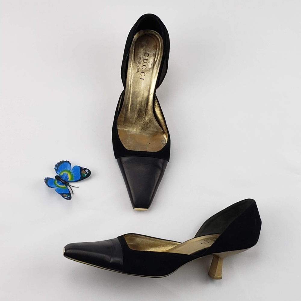 Vintage Gucci d’Orsay Square Toe Kitten Heels